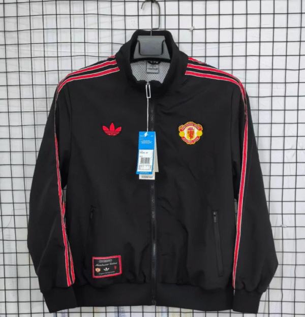 Manchester United Black With Red Stripes Windbreaker 25 26 Season