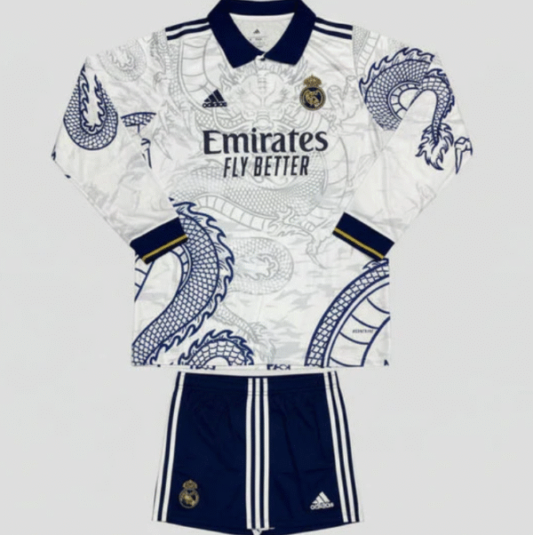 REAL MADRID WHITE DRAGON FULL SLEEVE 25/26 WITH SHORTS